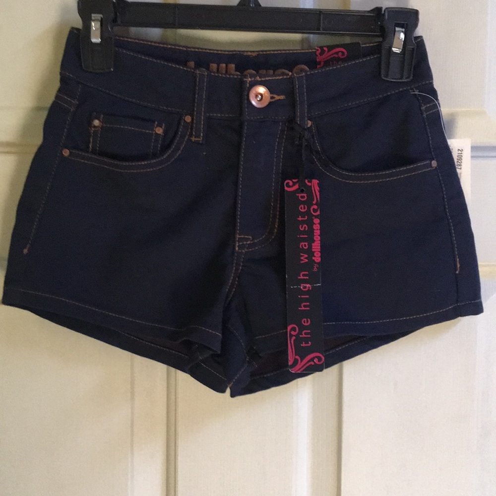 Dollhouse High Waisted Dark Blue Denim Women's Shorts Size 1 Junior